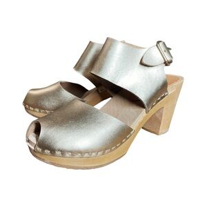 Bryr Metallic Gold Leather Clog Mules